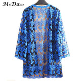 Lace Cardigan Embroidery Women Casual Vintage Jackets Mujer Coat Jaqueta Feminino Casaco De La Big Plus Size 2XL~4XL