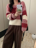 Style Gentle Wind Gradually Changing Striped Coarse Needle Pullover Women's 2024 New Autumn And Winter Loose Sweater