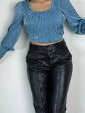 Faux Pu Leather Pants Women Split Serpentine High Waist Autumn E-Girl Korean Fashion Techwear Urban Clothing