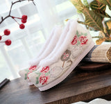 Zingj Shoes Hanfu Shoes Ancient Style Female Embroidered Cloth Shoes Inside The Raised Head Ancient Costume Shoes Cloth Shoes