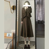 Zingj 2024 New Student Temperament, Blazer, Tie, Shirt, Pleated Skirt, Three-Piece Set-Outfit