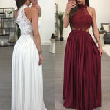 Lace Maxi Dress Ladies Backless Sexy Hollow Out Skinny Summer Boho Elegant Women Evening Party Halter Sleeveless