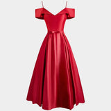 De Soiree Solid Satin Long Women Dress A-Line Off The Shoulder Elegant Summer Gowns For Party Ladies Maxi Dresses