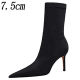 New Socks Boots Fashion Ankle Boots For Women Boots Balck Pointed Toe Elastic Heels Shoes Fetish Autumn Winter Female