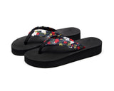 women Bohemia Floral Beach Sandals Striped bow Slippers Flip Flops For Women Summer slippers 3CM High heel
