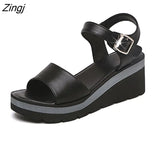 Summer Shoes Women Wedges Heels Sandals Young Ladies Casual Sandals Open toe Black White Shoes Wedge Heel