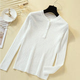 Button Sweater Women Basic Slim Knitted Pullover Women Sweaters Pullovers Jumper Autumn Winter Korean Style Women