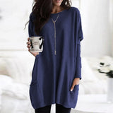 Autumn Pullover Casual Round Neck Long Sleeve Pocket T-shirt