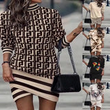 Independent Station Autumn New Long-Sleeved High-Necked Printed Dress For