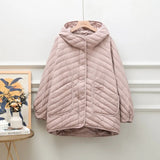 Light Down Jacket 2024 New Loose Simple Hooded Large Size White Duck Down Thin Coat-Outfit