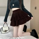 Velvet Layered Mini Skirts- Outfit