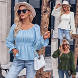 And Winter 2025 New Casual Women's Round Collar Waist Solid Color Lotus Leaf Sleeve Jacket