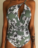 Sexy Women Swimwear One Piece Swimsuit Female Bather Printed Bathing Suit Swim Long Strap Wrap Around Lady