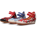 Zingj Heels Single Shoes Embroidered Cloth Shoes Women's Embroidered Shoes Embroidered Shoes Spring And Autumn Retro Plate Buckle Beef Tendon