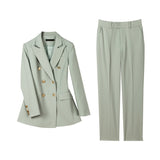 New Elegant Office Work Wear Pant Suits OL 2 Piece Sets Solid Blazer Jacket & Trousers Suit Set