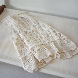 knitted small vest women's short V-neck hook flower hollow outer wear sun protection blouse loose sleeveless