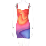 Women Autumn Sleeveless Printed Bodycon Party Club Gradient Strap Mini Dress 2021 Fall Wholesale Lots Bulk