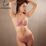 New Plus Size Lace Bra Set Push Up Bras and Panty Set Classic Bandage Underwire Lingerie Set Ultrathin Gathered