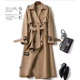 Zingj Female In The Long 2024 Spring And Autumn New Korean Version Of Large Size Popular British Wind Coat Over The Knee Black Coat
