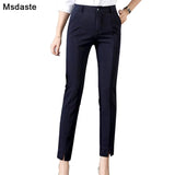 Pencil Pants 2019 Autumn High Waist Stretchy Ankle-length Workwear Female Office Trousers Solid Casual Slim Woman