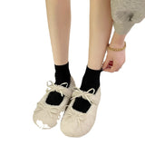 Zingj Knot Lamb Wool Wool Shoes Women Wear 2023 Winter New Flat Shallow Mouth Bean Shoes And Wool Cotton Floating Shoes-Outfit