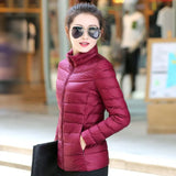 Jacket Women Parkas Light Outerwear solid Coats Short Female Slim Cotton padded basic tops