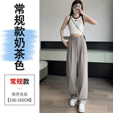 Narrow Version Wide Leg Pants Female Summer Ice Silk Pants Small Thin Hanging Feeling Straight Tube Casual Show Thin Contracted Floor Pants-Outfit