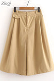 Women Summer Shorts Skirts Solid Elastic Waist Loose Casual Elegant Cotton Wide Leg Pants Korean Style Girls Midi