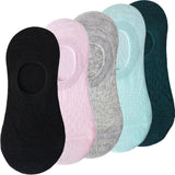 pieces = 5 pairs Women Invisible Solid Color Socks Slippers Ladies Polyester Cotton Non-slip Silicone Ankle Socks