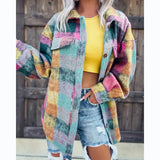Zingj Years Of Fashion Wind Autumn And Winter Woolen Print Casual Fashion Lapel Long Sleeve Coat
