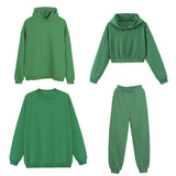 2021 Autumn Winter women fashion long sleeve Fleece Hooded Sweatshirts + Fleece warm pants Solid color