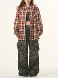 Zingj 2024 New Vintage Plaid Long-Sleeved Shirt Men And Women Wear Hair Shirt Loose Casual Jacket