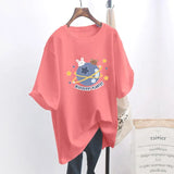 Women T-shirt Rabbit Printed Short Sleeve Women Loose Tops Summer Student Streetwear O-neck Sweet Girls Tee Shirt