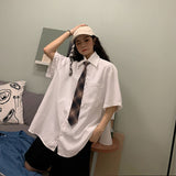 Solid White Blouses Simple Casual Shirts Oversize 4XL Turn-down Collar Pockets Basic Tops Korean Style Loose All-match
