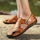 Zingj New Summer Leather Sandals Men's Toe Dual-Purpose Sports Men's Leisure Sandals Men's Shoes Breathable