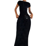 Autumn Fashion Trend Women's New Short-Sleeved Round Collar Body And Hip-Back