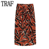 Print Pareo Wrap Skirt Woman High Waist Long Skirts For Women Fashion 2023 Beach Midi Skirt With Slit Women's Summer