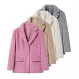 Women's Clothing 2025 Spring New Fashion Free Single Row Buckle Long Hair Suit