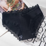 new thread cotton Japanese bow women's underwear solid color breathable waist size girls briefs plus