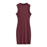 Zingj Trendy Women's Dress With Round Collar And Sleeveless Dress In Summer, The New Style Is Slim And Shows Solid Color, Sexy Vest And Hip