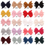 Solid Colors Bow Hair Clips For Cute Girls Handmade Cotton Bows Clip Hairpins Barrettes Headwear Kids Hair