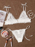 Hot Lingerie Sexy Women's Net Yarn Perspective Three-Point Lingerie