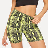 Zingj Women's Snake Print High Waist And Hip Sports Yoga Pants Fitness Shorts Women-Outfit