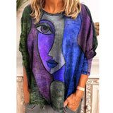 Size Women's Printing Print Long Sleeve Loose