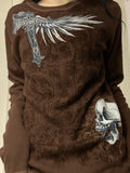 Vintage Skull Print Long Sleeve Knit- Outfit
