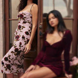 Floral Print Strappy Back Tie-Up Midi Dress-Outfit