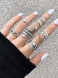 7pcs Engraved Ring Set-Outfit