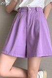 100% Cotton Korean Oversize 4Xl Shorts Women Harajuku High Waist Fashion Wide Leg Short Pants Summer Solid All Match