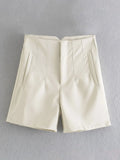 Women Basic Suit Shorts OL Lady Spring Summer New Trendy Pants High Waist Street Style