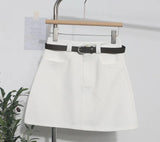 Real Shooting Kin Color High-Rise Thin Bag Hip Skirt 2025 New Hundred With Belt A Short Skirt